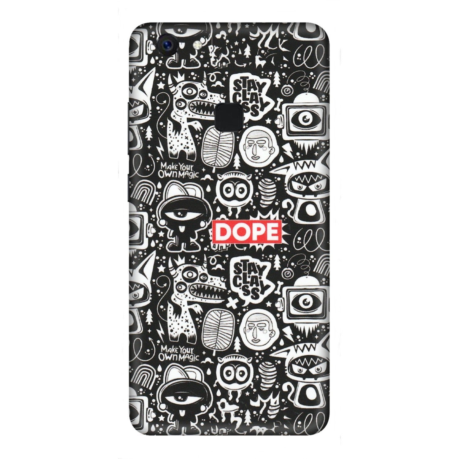 VIVO Z/V/X/T/U/S Series Phone Skins (All Models) - Dope Stay Classy Black Doodles - Matte Finish (M-126) Vivo Z10