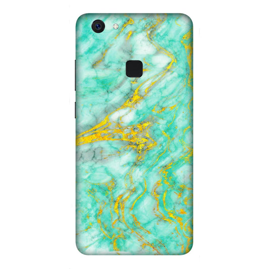 VIVO Z/V/X/T/U/S Series Phone Skins (All Models) - Green And Gold Marble Feel - Matte Finish (M-16) Vivo Z10