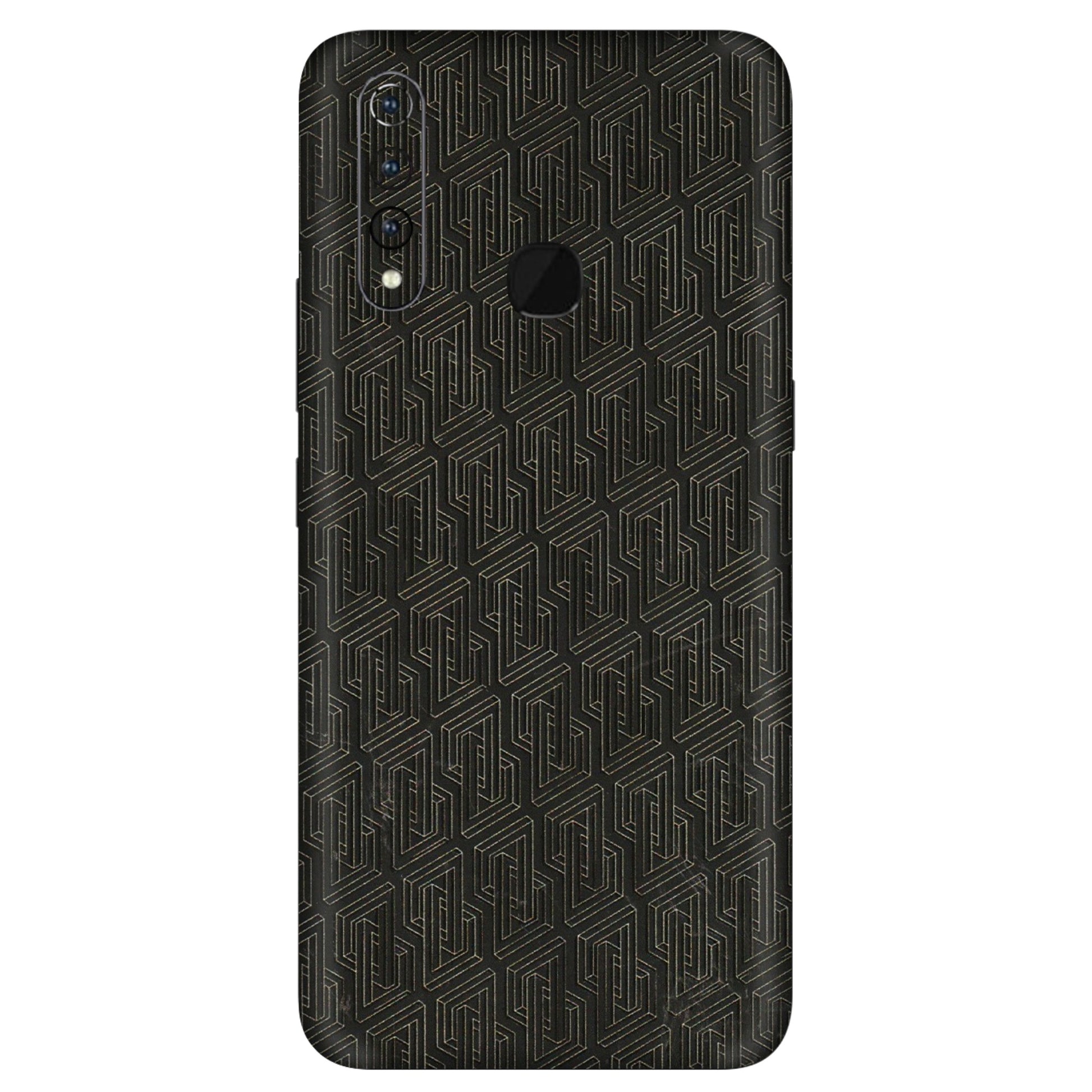 VIVO Z/V/X/T/U/S Series Phone Skins (All Models) - Black Abstract Pattern - 3D Embossed Finish (L-117) Vivo Z1 Pro