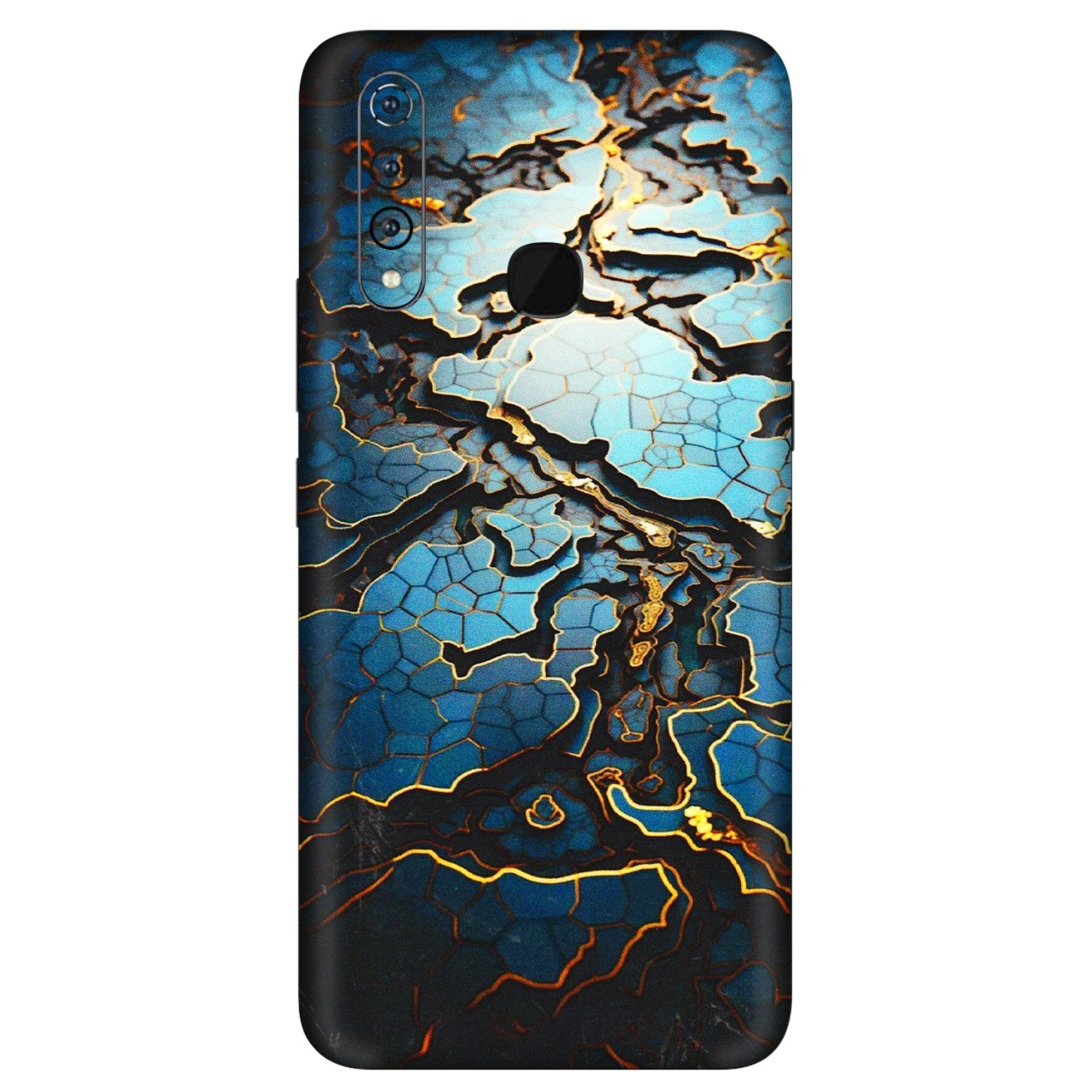 VIVO Z/V/X/T/U/S Series Phone Skins (All Models) - Blue Gold Abstract - 3D Embossed Finish (L-11) Vivo Z1 Pro