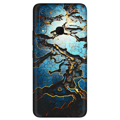 VIVO Z/V/X/T/U/S Series Phone Skins (All Models) - Blue Gold Abstract - 3D Embossed Finish (L-11) Vivo Z1 Pro