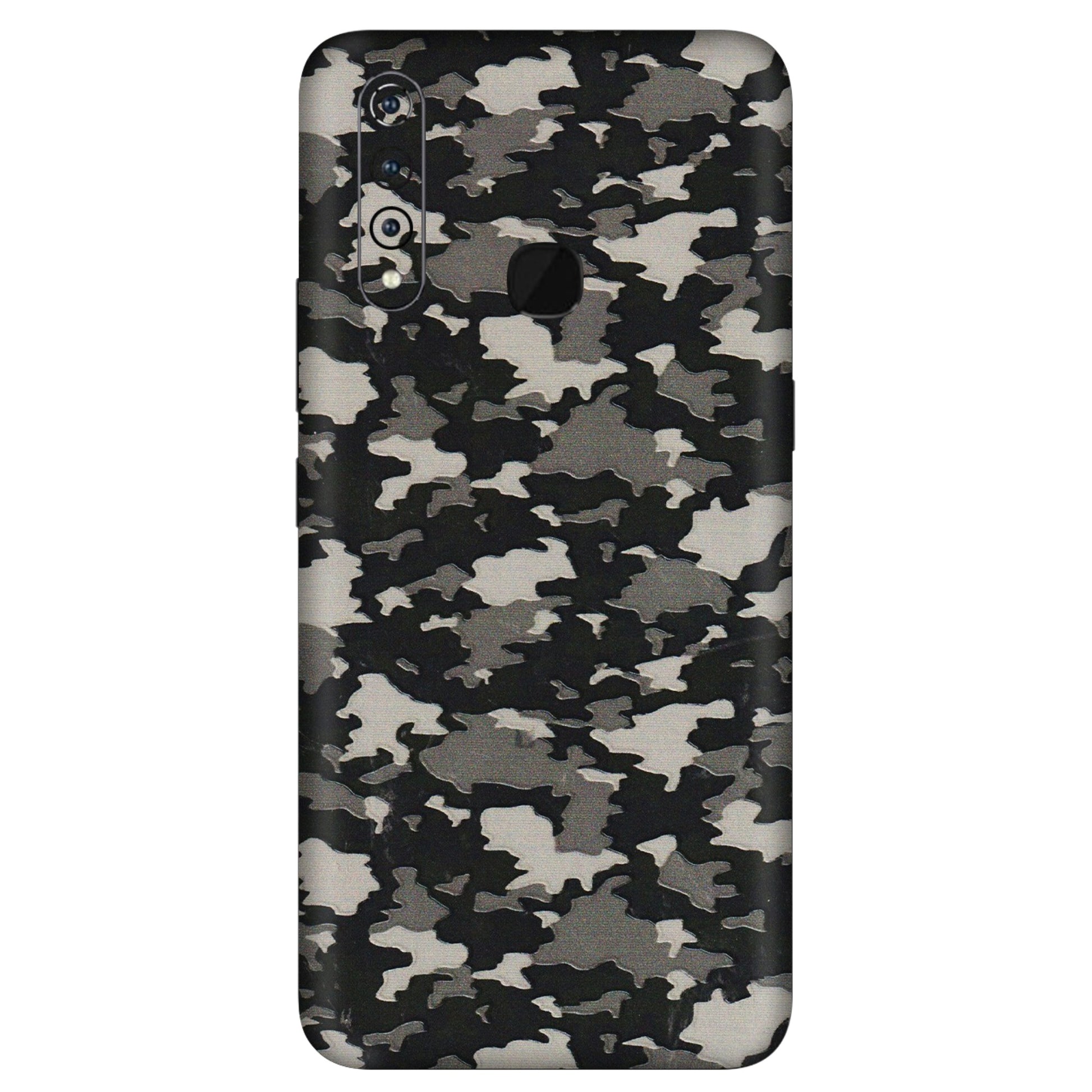VIVO Z/V/X/T/U/S Series Phone Skins (All Models) - Black/Grey Camoflaunge - 3D Embossed Finish (L-142) Vivo Z1 Pro
