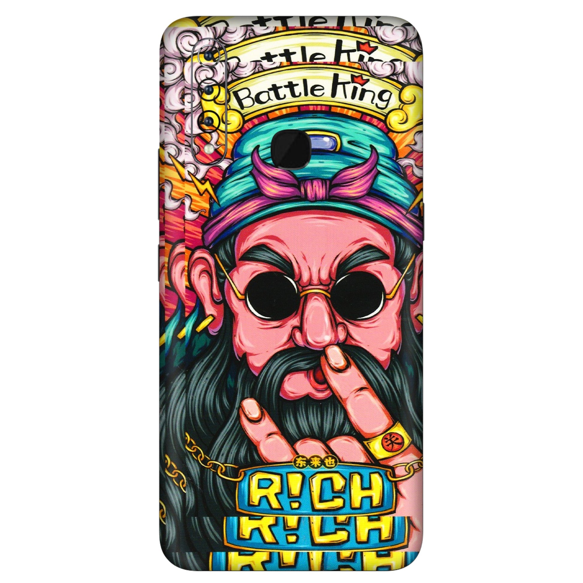 VIVO Z/V/X/T/U/S Series Phone Skins (All Models) - Battle King Dude Face - 3D Embossed Finish (L-178) Vivo Z1 Pro