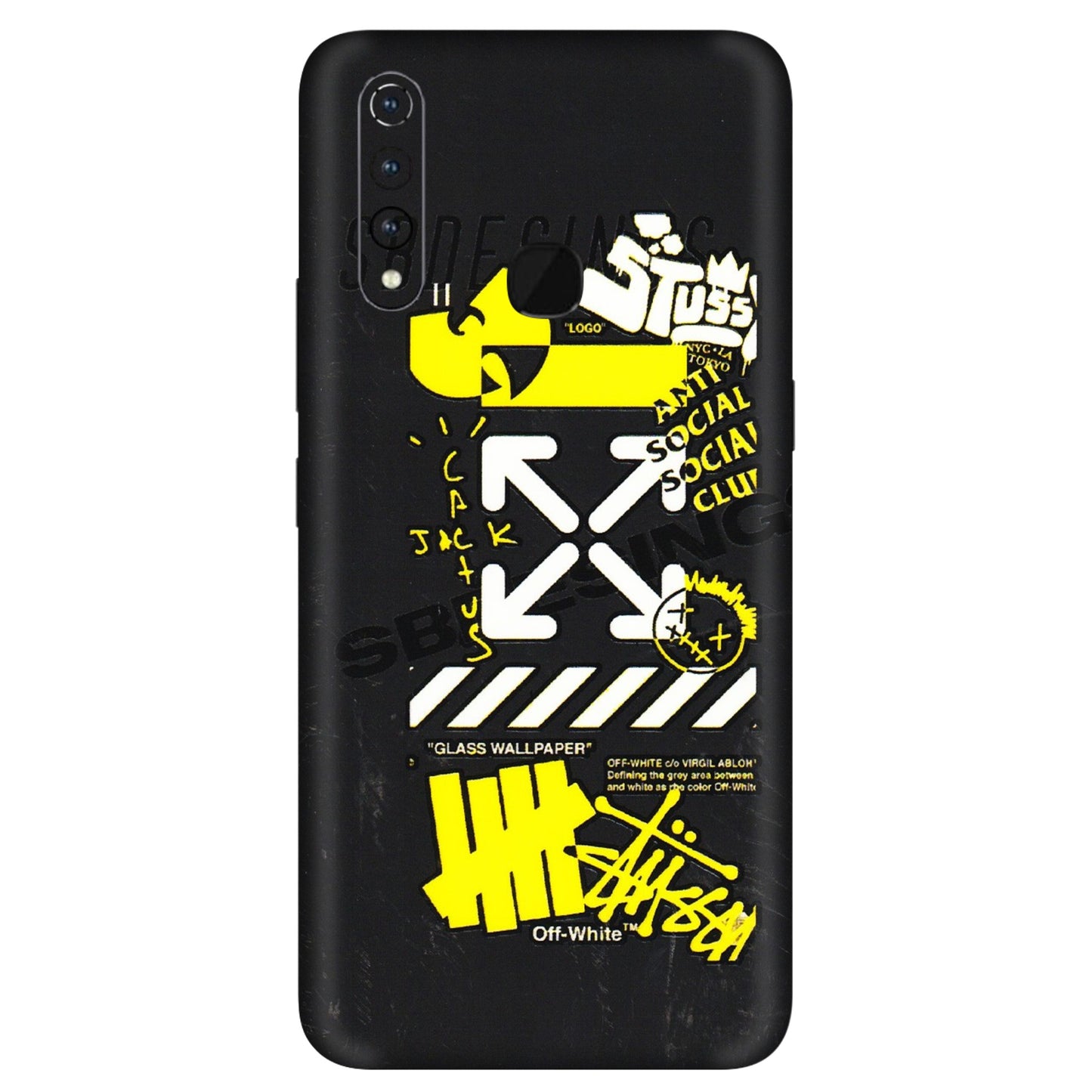 VIVO Z/V/X/T/U/S Series Phone Skins (All Models) - Anti Social Graffiti - 3D Embossed Finish (L-198) Vivo Z1 Pro