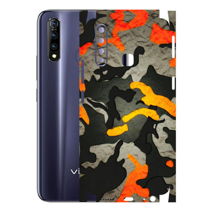 VIVO Z/V/X/T/U/S Series Phone Skins (All Models) - Orange Camouflage - 3D Embossed Finish (L-204) Vivo Z1 Pro