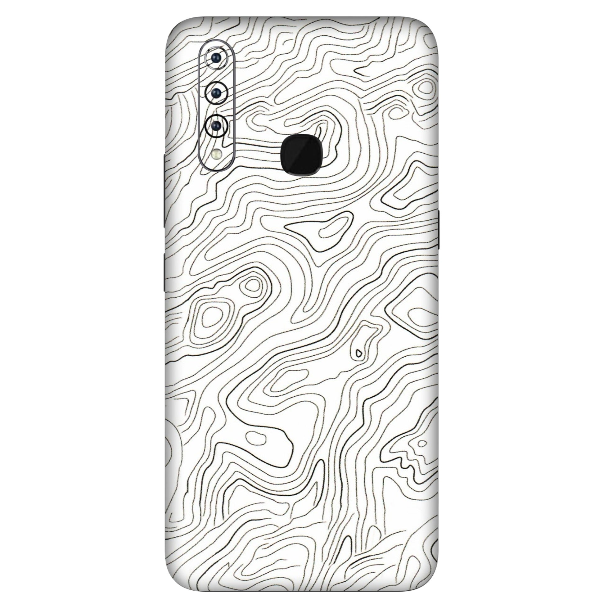 VIVO Z/V/X/T/U/S Series Phone Skins (All Models) - White Black Swirls - 3D Embossed Finish (L-219) Vivo Z1 Pro