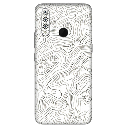 VIVO Z/V/X/T/U/S Series Phone Skins (All Models) - White Black Swirls - 3D Embossed Finish (L-219) Vivo Z1 Pro
