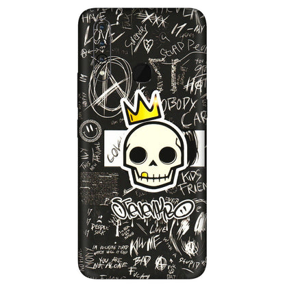 VIVO Z/V/X/T/U/S Series Phone Skins (All Models) - Funny Skull Black Chalk Grafitti - 3D Embossed Finish (L-22) Vivo Z1 Pro