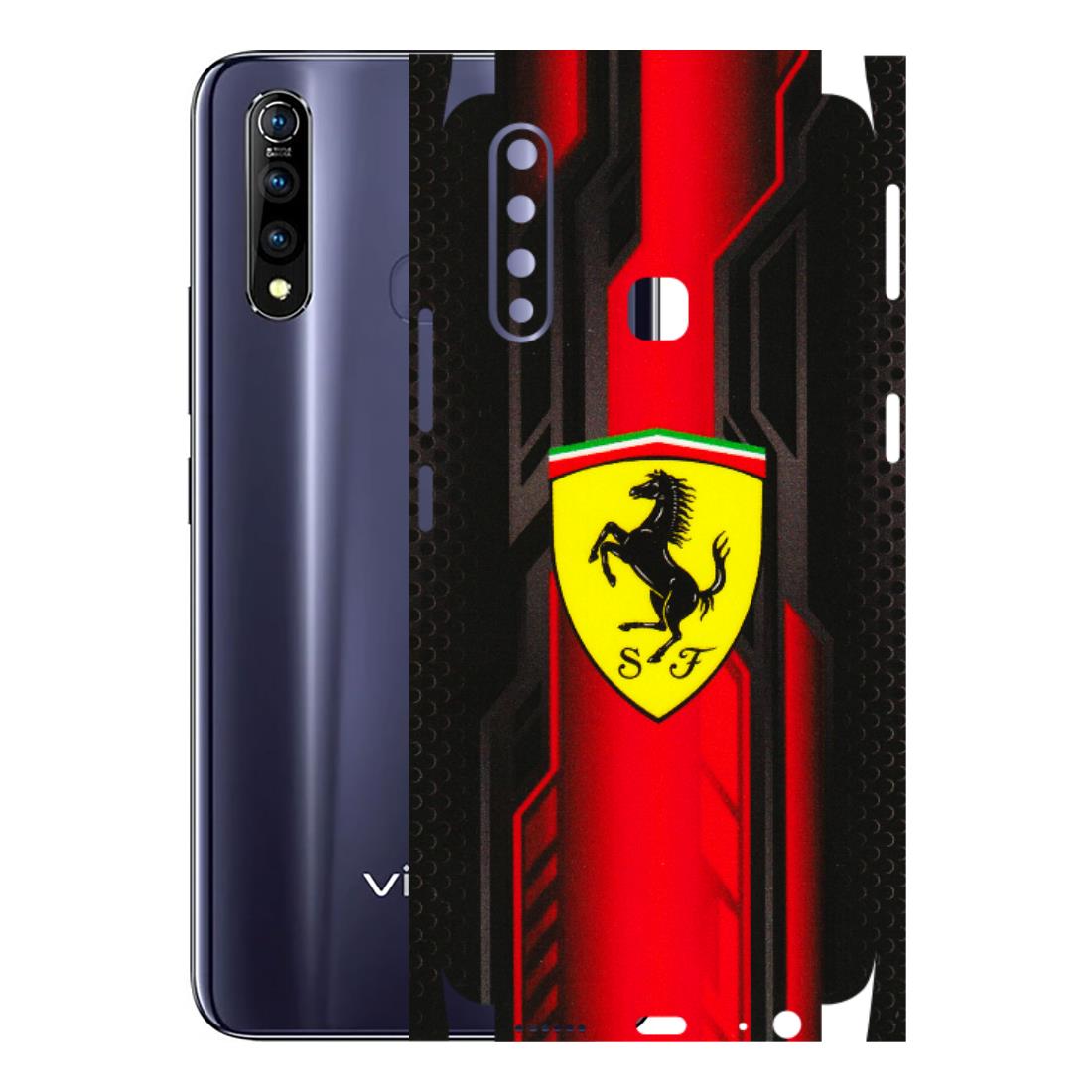 VIVO Z/V/X/T/U/S Series Phone Skins (All Models) - Black Ferrari Logo - 3D Embossed Finish (L-253) Vivo Z1 Pro
