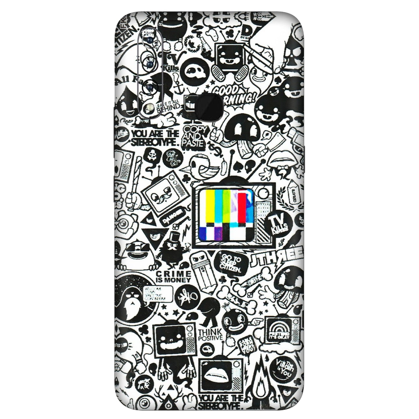 VIVO Z/V/X/T/U/S Series Phone Skins (All Models) - Doodles Positive Art - 3D Embossed Finish (L-263) Vivo Z1 Pro