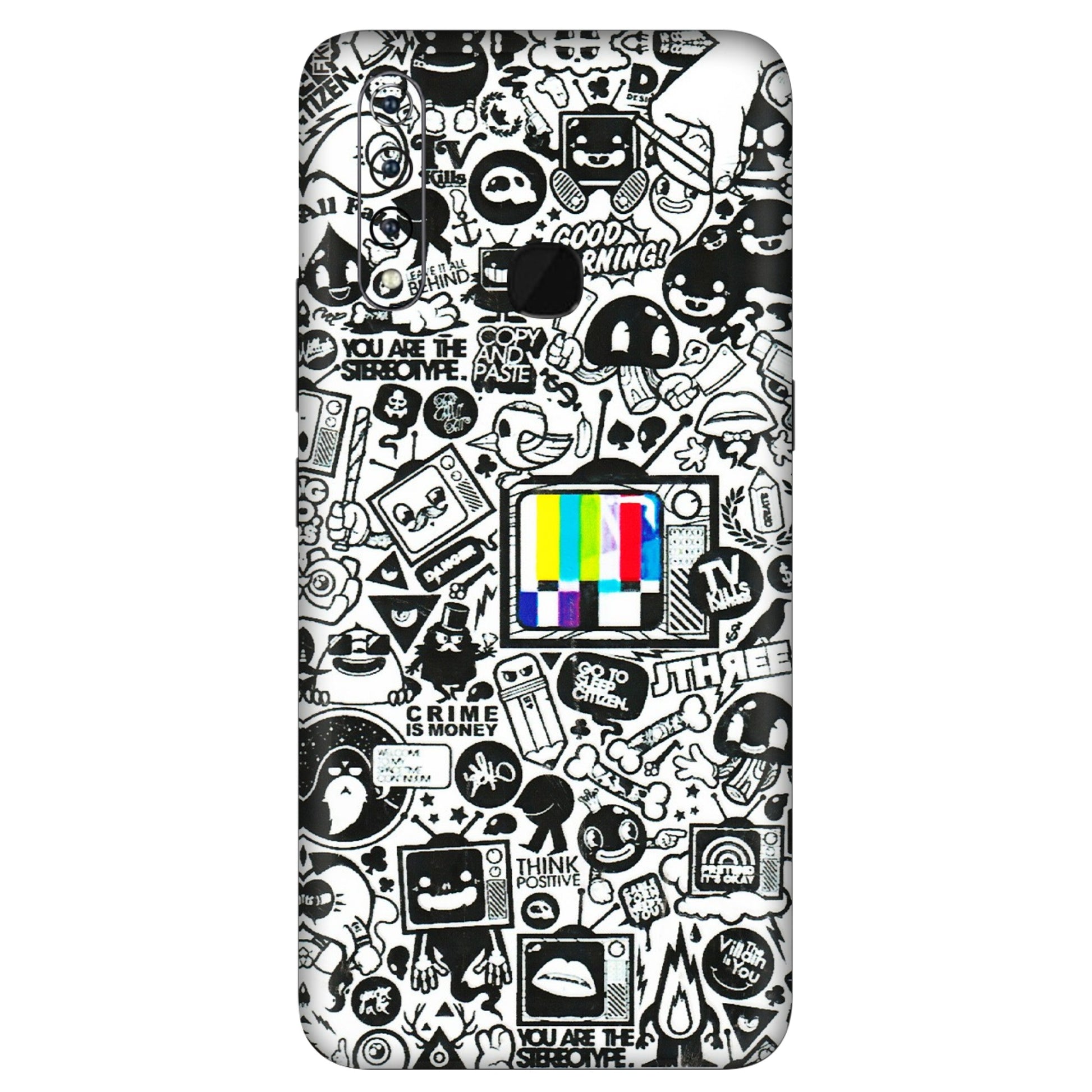 VIVO Z/V/X/T/U/S Series Phone Skins (All Models) - Doodles Positive Art - 3D Embossed Finish (L-263) Vivo Z1 Pro