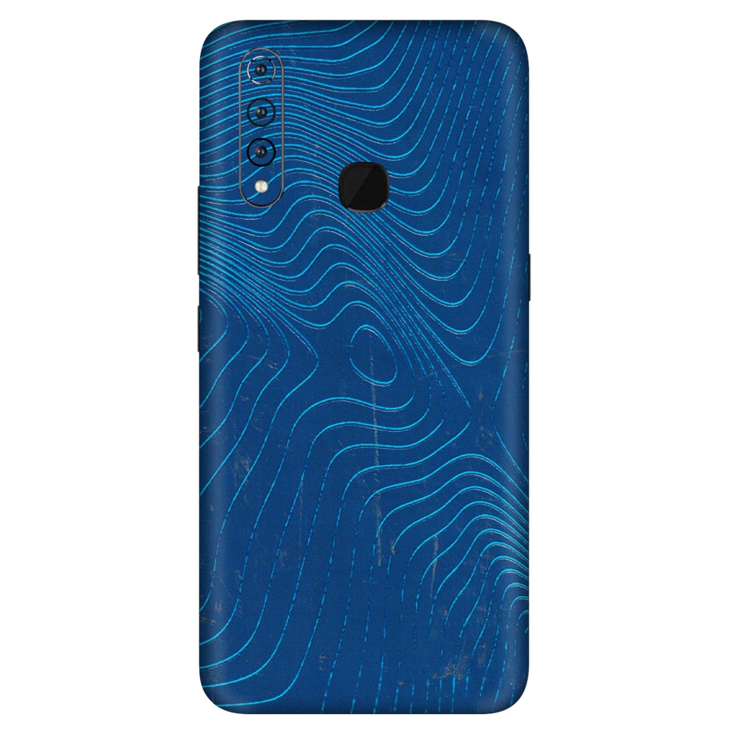 VIVO Z/V/X/T/U/S Series Phone Skins (All Models) - Abstract Blue Line Map - 3D Embossed Finish (L-272) Vivo Z1 Pro