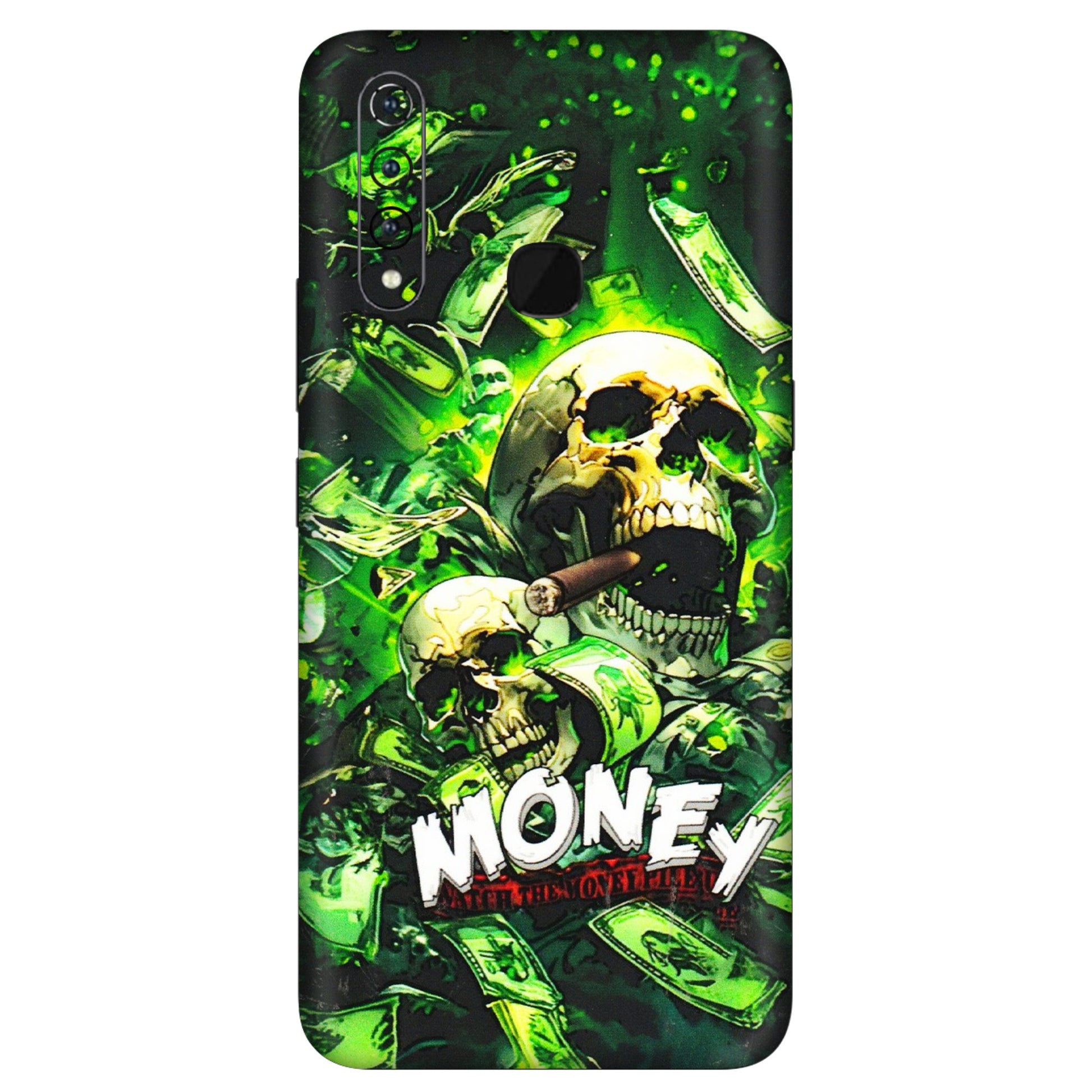 VIVO Z/V/X/T/U/S Series Phone Skins (All Models) - Skull Money - 3D Embossed Finish (L-303) Vivo Z1 Pro