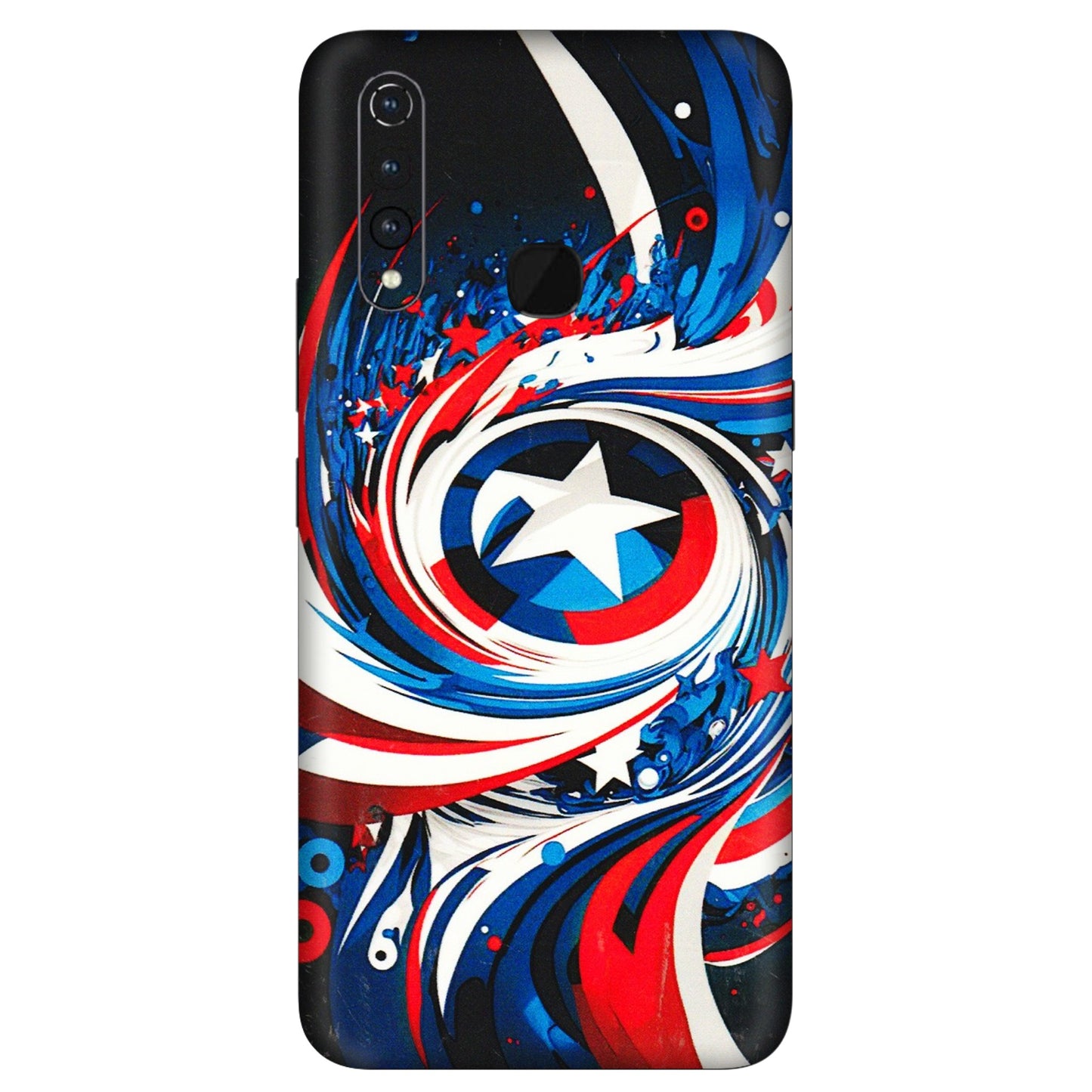 VIVO Z/V/X/T/U/S Series Phone Skins (All Models) - Captain America Logo - 3D Embossed Finish (L-307) Vivo Z1 Pro