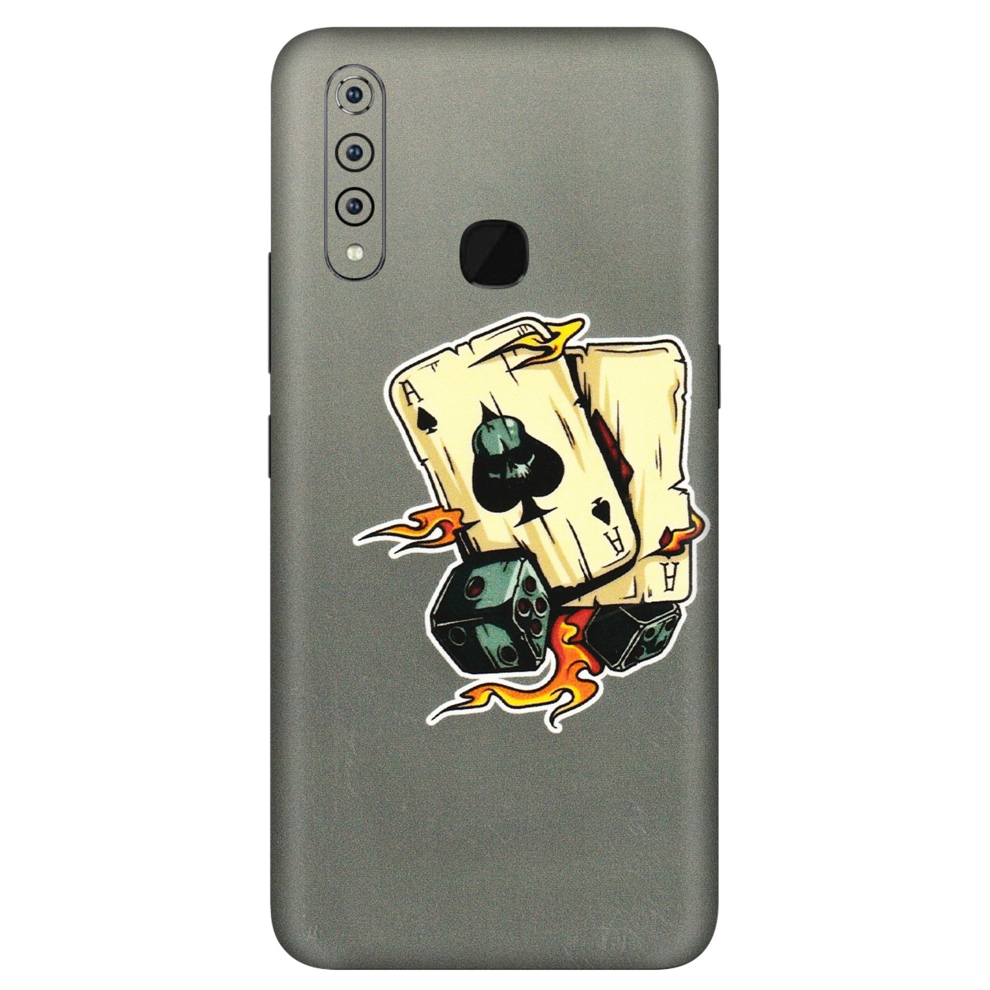 VIVO Z/V/X/T/U/S Series Phone Skins (All Models) - Grey Cards Of Ace - 3D Embossed Finish (L-77) Vivo Z1 Pro