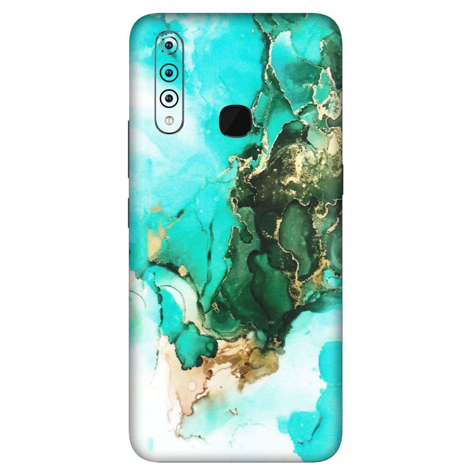 VIVO Z/V/X/T/U/S Series Phone Skins (All Models) - The Blue Gold Marble - Matte Finish (M-124) Vivo Z1 Pro