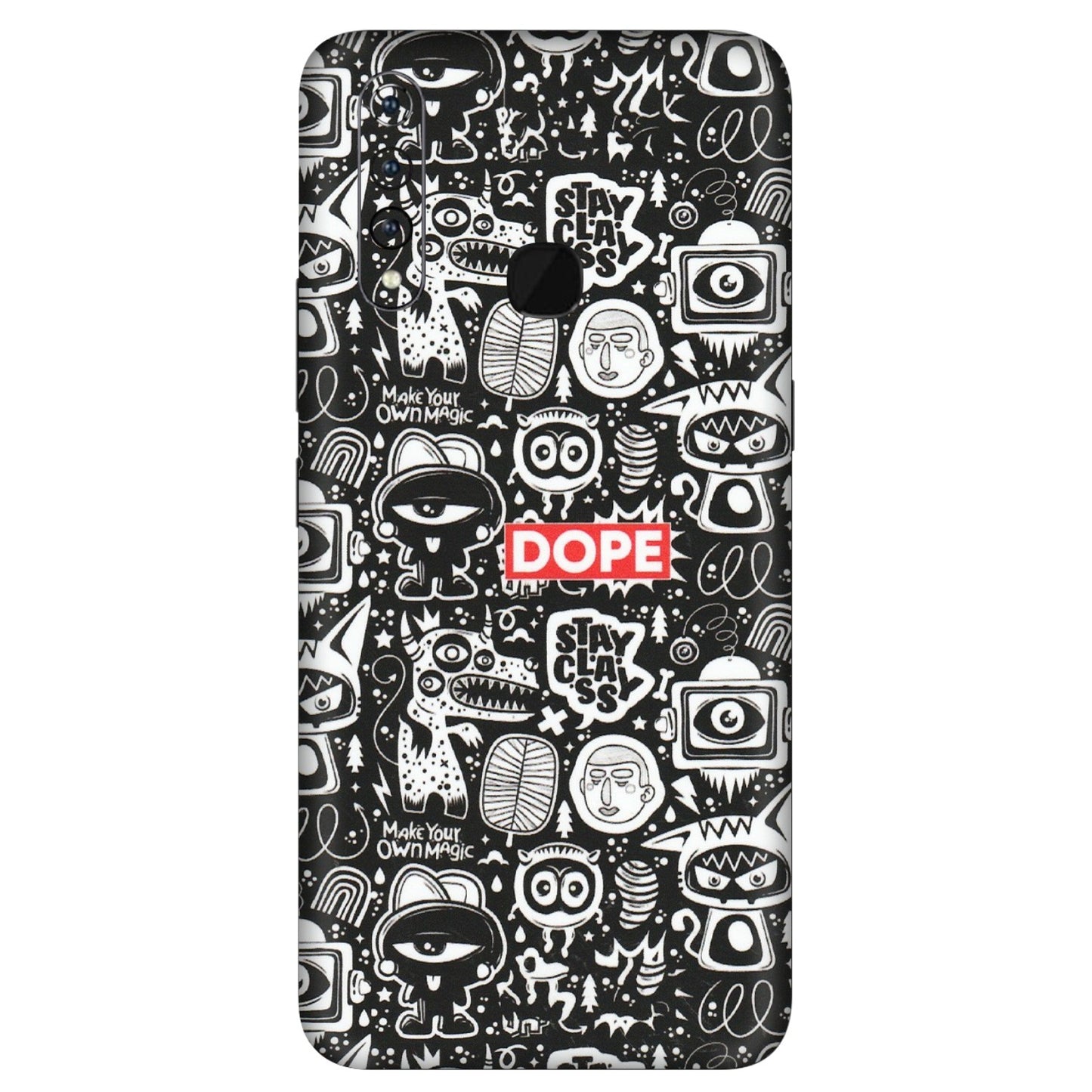 VIVO Z/V/X/T/U/S Series Phone Skins (All Models) - Dope Stay Classy Black Doodles - Matte Finish (M-126) Vivo Z1 Pro
