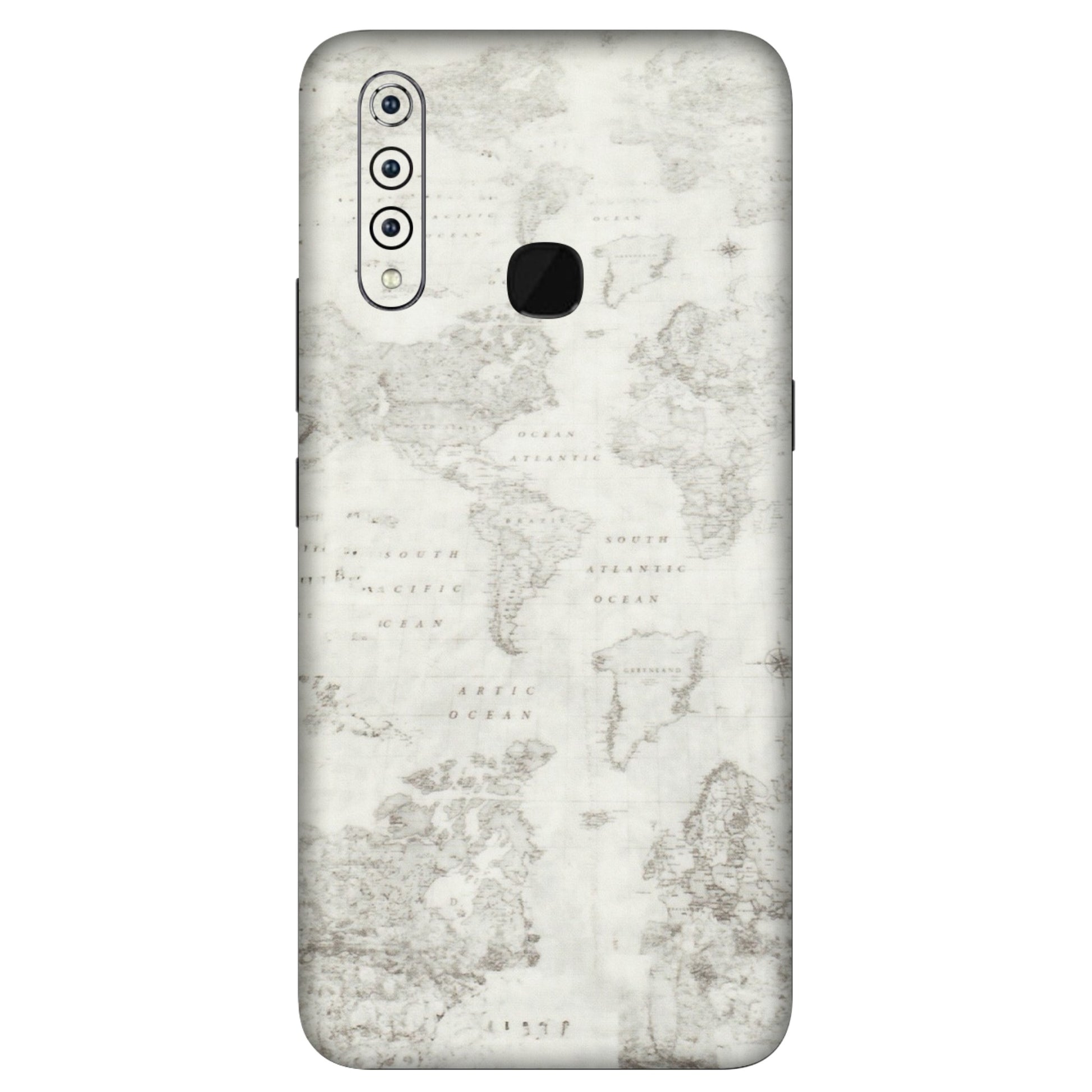 VIVO Z/V/X/T/U/S Series Phone Skins (All Models) - World Travel Map - Transparent Finish (T-04) Vivo Z1 Pro
