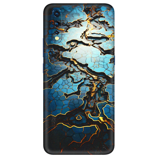 VIVO Z/V/X/T/U/S Series Phone Skins (All Models) - Blue Gold Abstract - 3D Embossed Finish (L-11) Vivo Z1 X
