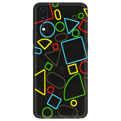 VIVO Z/V/X/T/U/S Series Phone Skins (All Models) - Black Shapes - 3D Embossed Finish (L-131) Vivo Z1 X