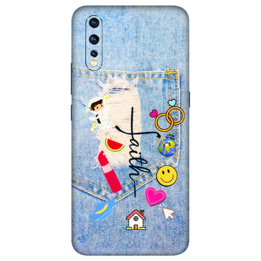 VIVO Z/V/X/T/U/S Series Phone Skins (All Models) - Denim Jeans Pocket - 3D Embossed Finish (L-134) Vivo Z1 X