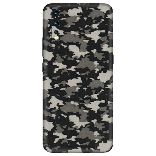 VIVO Z/V/X/T/U/S Series Phone Skins (All Models) - Black/Grey Camoflaunge - 3D Embossed Finish (L-142) Vivo Z1 X