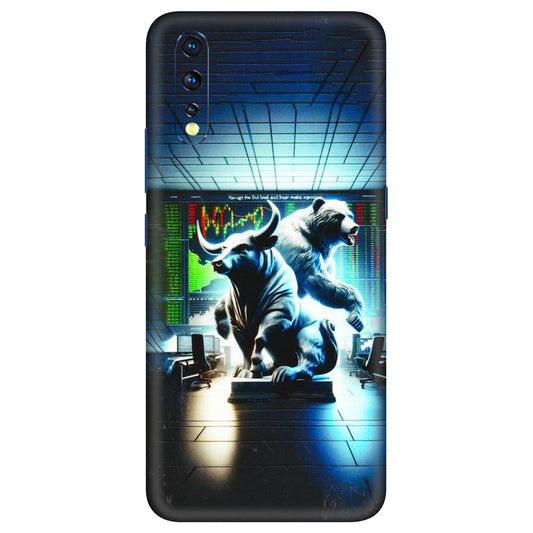 VIVO Z/V/X/T/U/S Series Phone Skins (All Models) - Stock Market Sensex Bear vs Bulls - 3D Embossed Finish (L-15) Vivo Z1 X