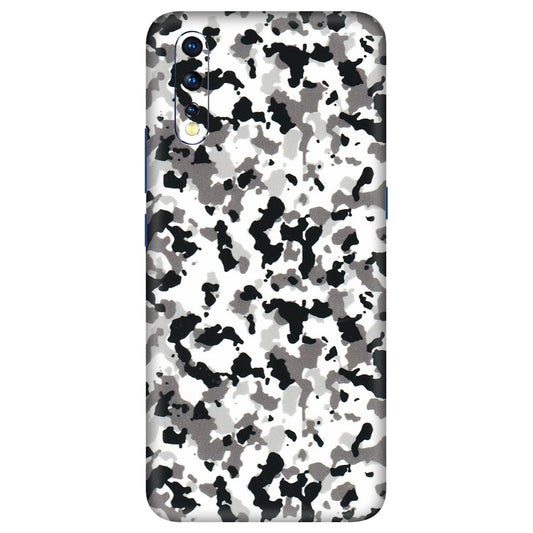 VIVO Z/V/X/T/U/S Series Phone Skins (All Models) - White Black Camouflage - 3D Embossed Finish (L-18) Vivo Z1 X