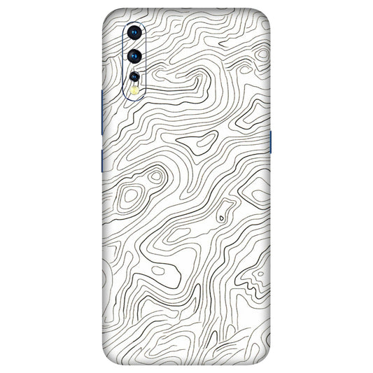 VIVO Z/V/X/T/U/S Series Phone Skins (All Models) - White Black Swirls - 3D Embossed Finish (L-219) Vivo Z1 X