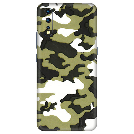 VIVO Z/V/X/T/U/S Series Phone Skins (All Models) - Camouflages White And Green - 3D Embossed Finish (L-243) Vivo Z1 X