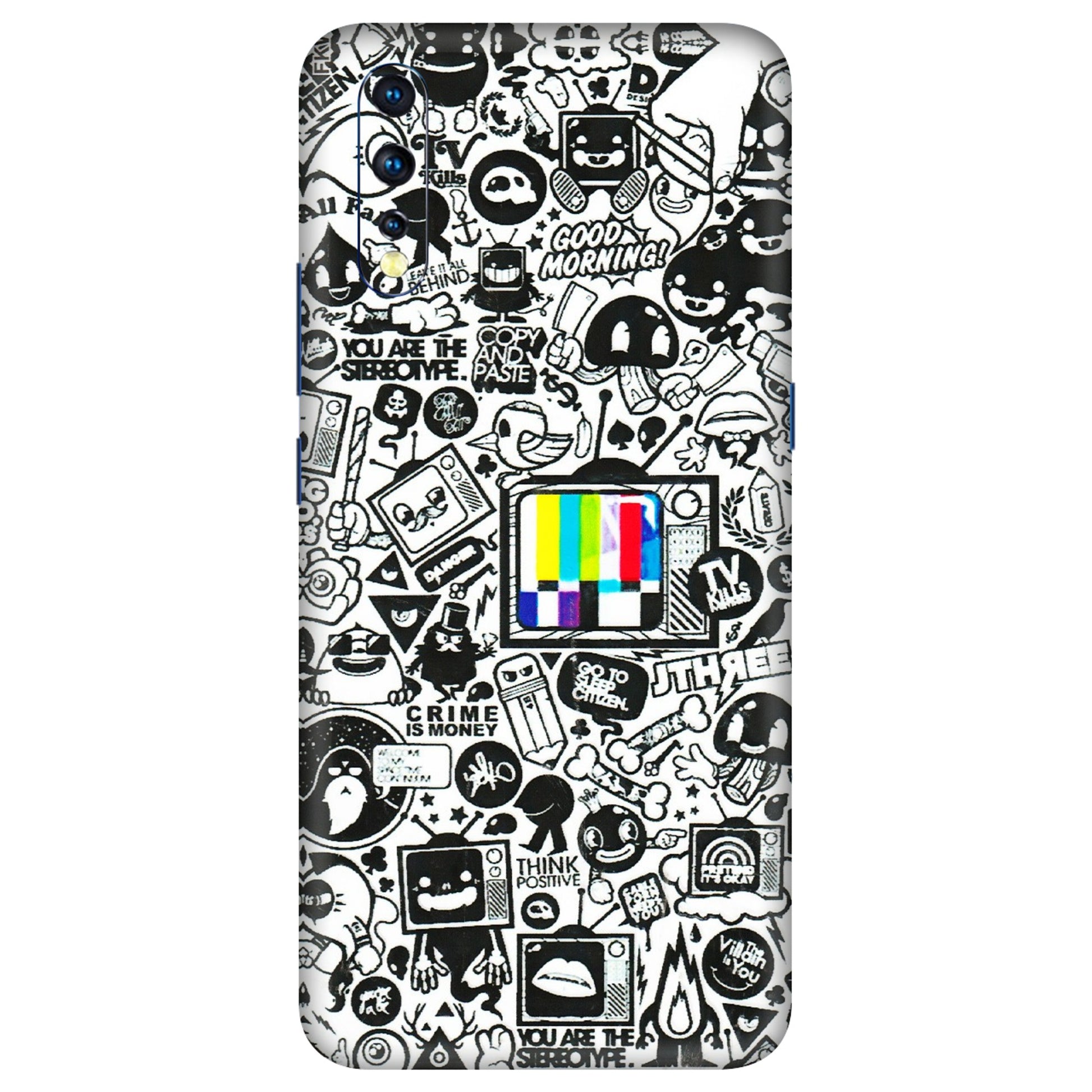 VIVO Z/V/X/T/U/S Series Phone Skins (All Models) - Doodles Positive Art - 3D Embossed Finish (L-263) Vivo Z1 X