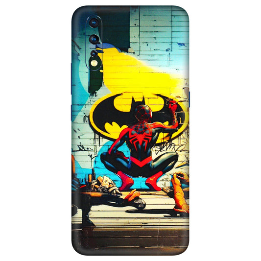 VIVO Z/V/X/T/U/S Series Phone Skins (All Models) - New Spiderman Bat Logo - 3D Embossed Finish (L-309) Vivo Z1 X