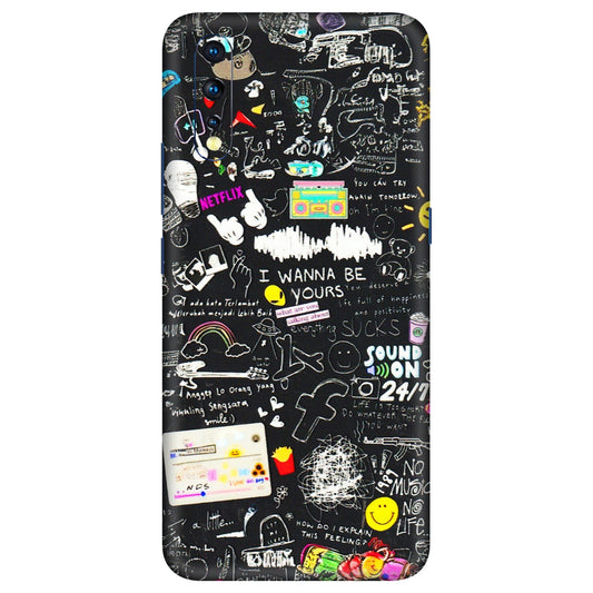 VIVO Z/V/X/T/U/S Series Phone Skins (All Models) - Black Creatives Doodles - 3D Embossed Finish (L-311) Vivo Z1 X