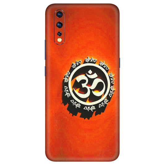 VIVO Z/V/X/T/U/S Series Phone Skins (All Models) - Aum Shiv Orange - 3D Embossed Finish (L-32) Vivo Z1 X