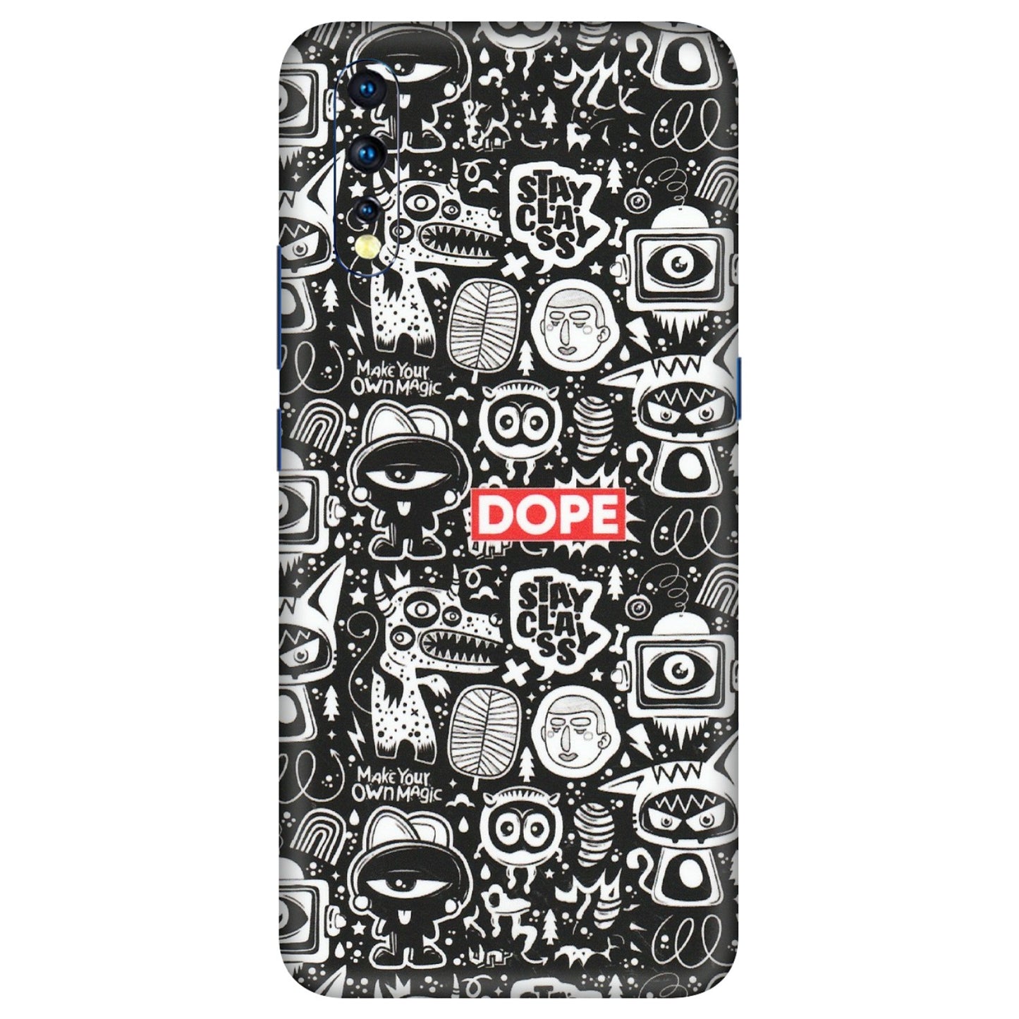 VIVO Z/V/X/T/U/S Series Phone Skins (All Models) - Dope Stay Classy Black Doodles - Matte Finish (M-126) Vivo Z1 X