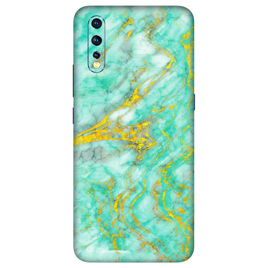 VIVO Z/V/X/T/U/S Series Phone Skins (All Models) - Green And Gold Marble Feel - Matte Finish (M-16) Vivo Z1 X