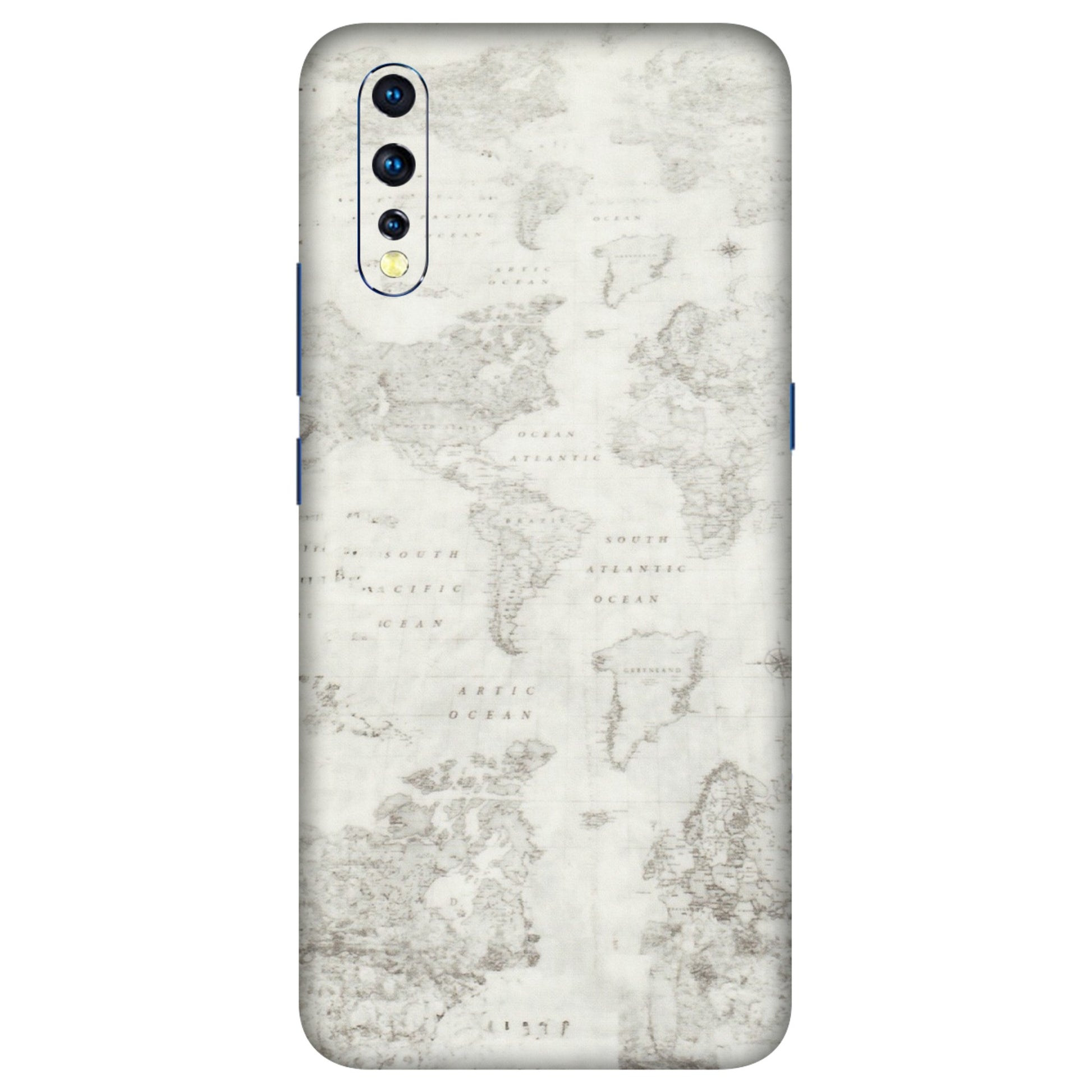 VIVO Z/V/X/T/U/S Series Phone Skins (All Models) - World Travel Map - Transparent Finish (T-04) Vivo Z1 X
