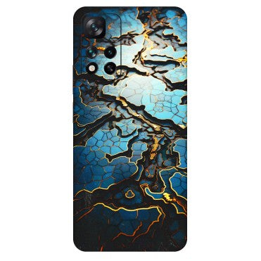 Xiaomi Redmi Phone Skins (All Models) - Blue Gold Abstract - 3D Embossed Finish (L-11) Mi 11i 5G