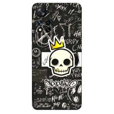Xiaomi Redmi Phone Skins (All Models) - Funny Skull Black Chalk Grafitti - 3D Embossed Finish (L-22) Mi 11i 5G