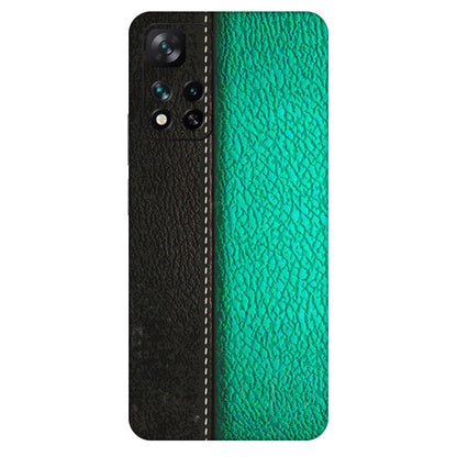 Xiaomi Redmi Phone Skins (All Models) - Black Green Dual  Leather Stich - 3D Embossed Finish (L-233) Mi 11i 5G