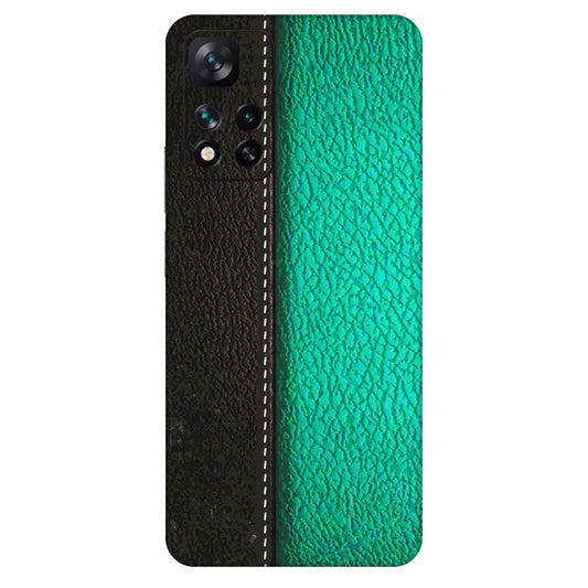 Xiaomi Redmi Phone Skins (All Models) - Black Green Dual  Leather Stich - 3D Embossed Finish (L-233) Mi 11i 5G