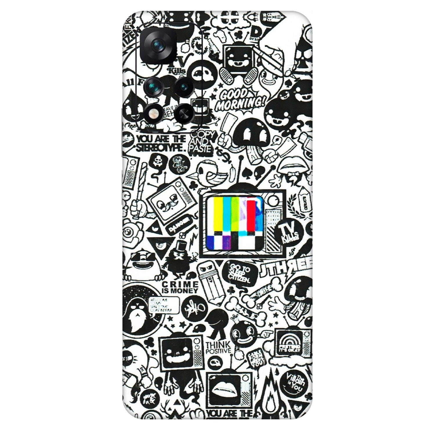 Xiaomi Redmi Phone Skins (All Models) - Doodles Positive Art - 3D Embossed Finish (L-263) Mi 11i 5G