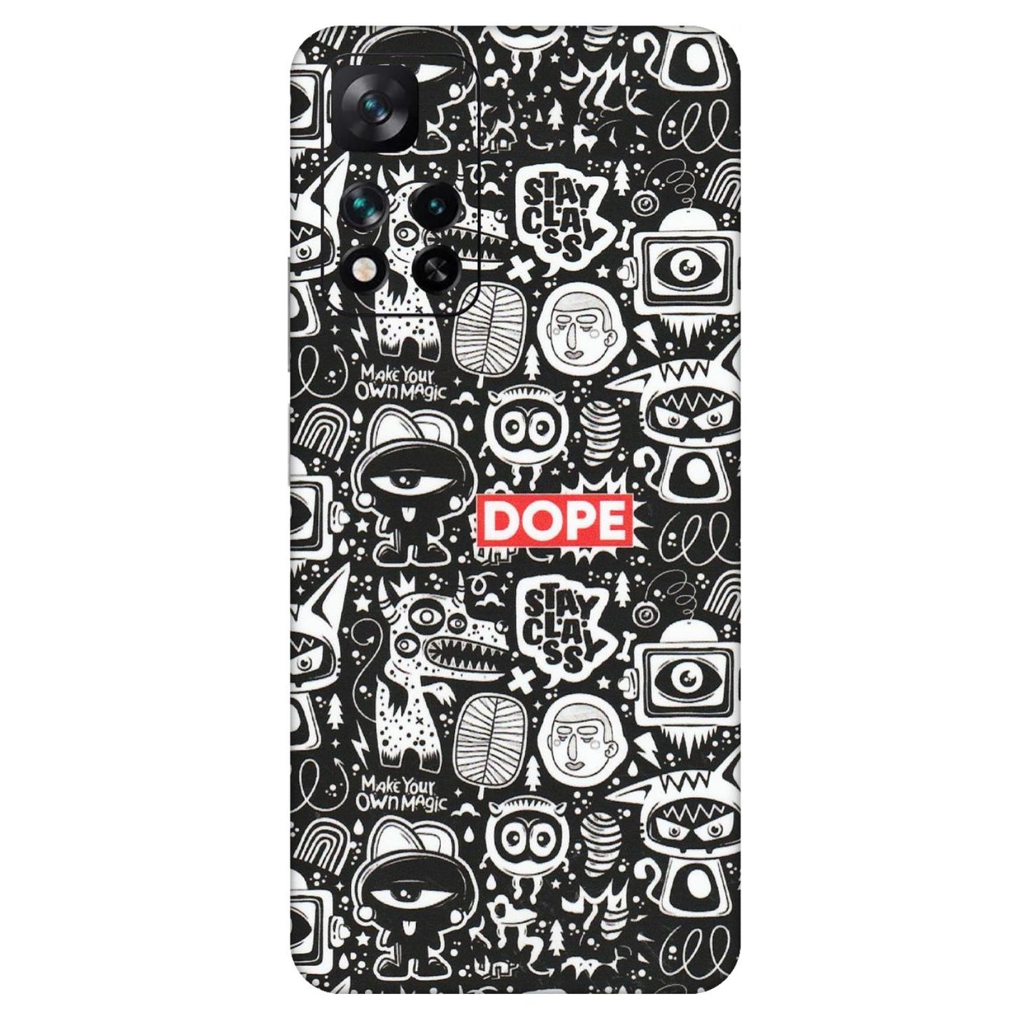 Xiaomi Redmi Phone Skins (All Models) - Dope Stay Classy Black Doodles - Matte Finish (M-126) Mi 11i 5G