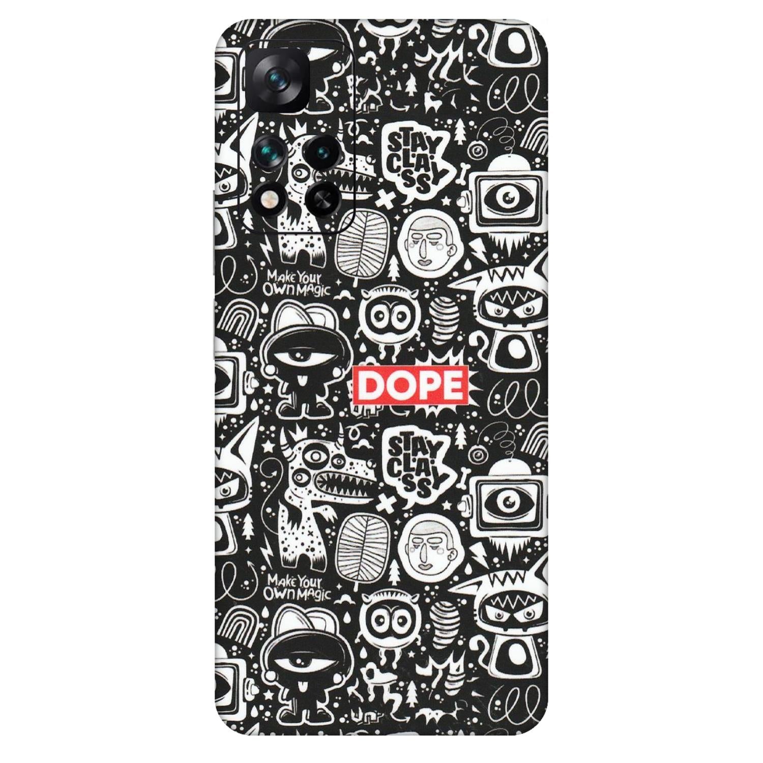 Xiaomi Redmi Phone Skins (All Models) - Dope Stay Classy Black Doodles - Matte Finish (M-126) Mi 11i 5G