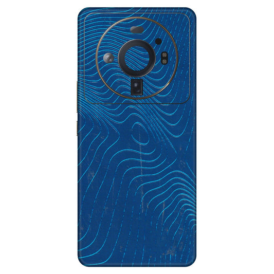 Xiaomi Redmi Phone Skins (All Models) - Abstract Blue Line Map - 3D Embossed Finish (L-272) Mi 12S Ultra 5G