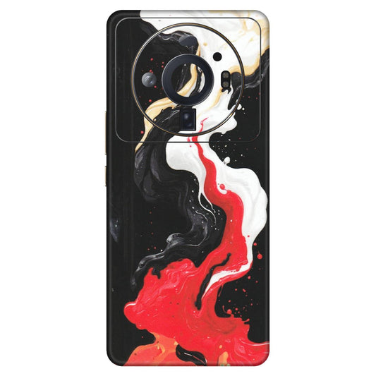 Xiaomi Redmi Phone Skins (All Models) - Black Red White Paint Splash Fusion - Matte Finish (M-56) Mi 12S Ultra 5G