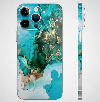 The Blue Gold Marble Matte Finish Phone Skin