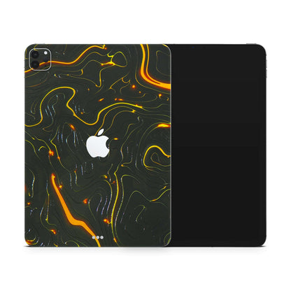 Black Golden Lines 3D Textured i-pad Skin