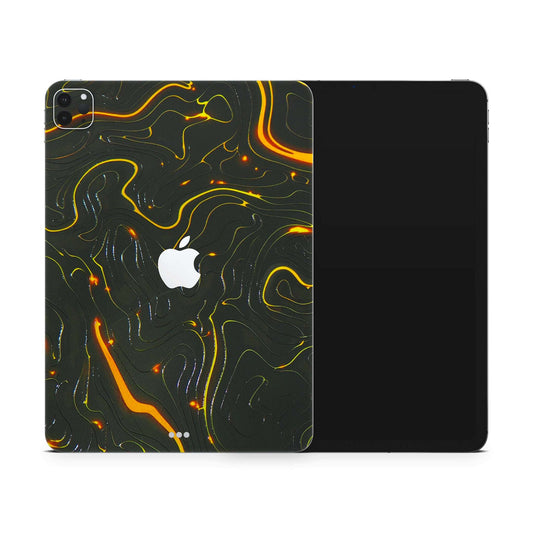 Black Golden Lines 3D Textured i-pad Skin