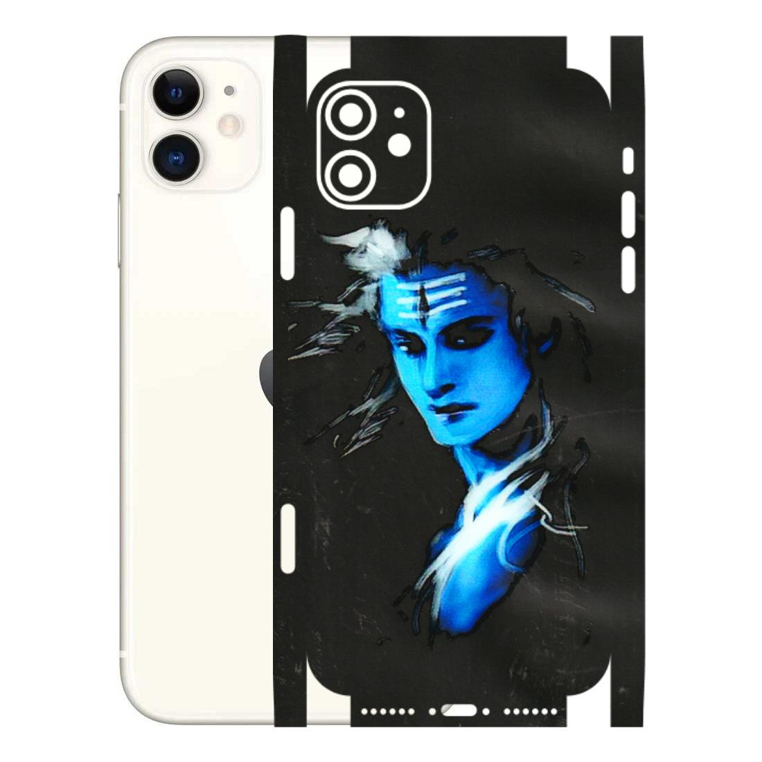 Apple iPhone Skins (All Models) - Har Har Mahadev Blue/Black - 3D Embossed Finish (L-185) iPhone 11